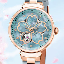 Load image into Gallery viewer, Black By Blue Brave Cherry Blossom 36mm (4B1195) Blue Mother Of Pearl Dial Leather Strap Automatic Watch
