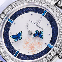 Load image into Gallery viewer, Black By Blue Brave Butterfly Lovers 34mm (4B11135) Blue Dial Moving Butterfly Hands Silver Bracelet Watch (Copy) (Copy)