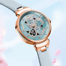 Load image into Gallery viewer, Black By Blue Brave Cherry Blossom 36mm (4B1195) Blue Mother Of Pearl Dial Leather Strap Automatic Watch