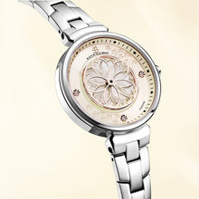 Load image into Gallery viewer, Black By Blue Brave Cherry Blossom 32mm (4B1213) Champagne Mother Of Pearl Dial Genuine Diamonds Sakura Petal Hand Silver Bracelet Watch