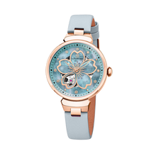 Load image into Gallery viewer, Black By Blue Brave Cherry Blossom 36mm (4B1195) Blue Mother Of Pearl Dial Leather Strap Automatic Watch