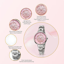 Load image into Gallery viewer, Black By Blue Brave Cherry Blossom 32mm (4B1212) Pink Mother Of Pearl Dial Genuine Diamonds Sakura Petal Hand Silver Bracelet Watch