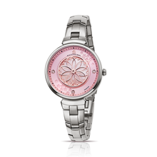 Load image into Gallery viewer, Black By Blue Brave Cherry Blossom 32mm (4B1212) Pink Mother Of Pearl Dial Genuine Diamonds Sakura Petal Hand Silver Bracelet Watch