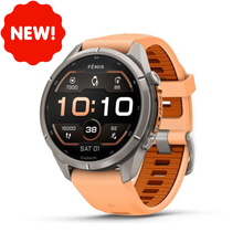 Load image into Gallery viewer, Garmin Fenix 9 Pro – 43mm Titanium with Shell Pink/Autumn Orange Silicone Band (Pre-order)