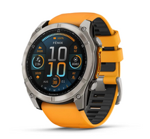 Load image into Gallery viewer, Garmin Fenix 8 AMOLED 51mm Sapphire Titanium with Spark Orange/Graphite Silicone Band