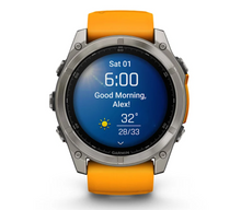 Load image into Gallery viewer, Garmin Fenix 8 AMOLED 51mm Sapphire Titanium with Spark Orange/Graphite Silicone Band