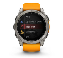 Load image into Gallery viewer, Garmin Fenix 8 AMOLED 51mm Sapphire Titanium with Spark Orange/Graphite Silicone Band