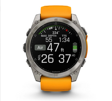 Load image into Gallery viewer, Garmin Fenix 8 AMOLED 51mm Sapphire Titanium with Spark Orange/Graphite Silicone Band