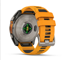 Load image into Gallery viewer, Garmin Fenix 8 AMOLED 51mm Sapphire Titanium with Spark Orange/Graphite Silicone Band