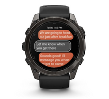 Load image into Gallery viewer, Garmin Fenix 8 AMOLED 51mm Sapphire Titanium Carbon Gray DLC with Black/Pebble Gray Silicone Band