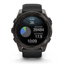 Load image into Gallery viewer, Garmin Fenix 8 AMOLED 51mm Sapphire Titanium Carbon Gray DLC with Black/Pebble Gray Silicone Band