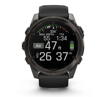 Load image into Gallery viewer, Garmin Fenix 8 AMOLED 51mm Sapphire Titanium Carbon Gray DLC with Black/Pebble Gray Silicone Band