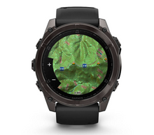 Load image into Gallery viewer, Garmin Fenix 8 AMOLED 51mm Sapphire Titanium Carbon Gray DLC with Black/Pebble Gray Silicone Band