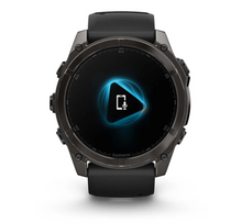 Load image into Gallery viewer, Garmin Fenix 8 AMOLED 51mm Sapphire Titanium Carbon Gray DLC with Black/Pebble Gray Silicone Band
