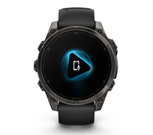 Load image into Gallery viewer, Garmin Fenix 8 AMOLED 47mm Sapphire Titanium Carbon Gray DLC with Black/Pebble Gray Silicone Band (Pre-order)