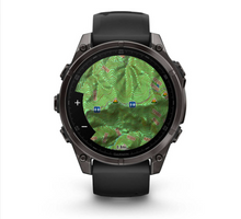 Load image into Gallery viewer, Garmin Fenix 8 AMOLED 47mm Sapphire Titanium Carbon Gray DLC with Black/Pebble Gray Silicone Band (Pre-order)