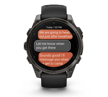 Load image into Gallery viewer, Garmin Fenix 8 AMOLED 47mm Sapphire Titanium Carbon Gray DLC with Black/Pebble Gray Silicone Band (Pre-order)