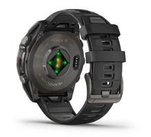 Load image into Gallery viewer, Garmin Fenix 8 AMOLED 47mm Sapphire Titanium Carbon Gray DLC with Black/Pebble Gray Silicone Band (Pre-order)