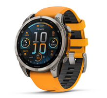 Load image into Gallery viewer, Garmin Fenix 8 AMOLED 47mm Sapphire Titanium with Spark Orange/Graphite Silicone Band