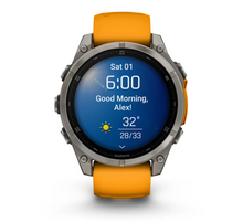 Load image into Gallery viewer, Garmin Fenix 8 AMOLED 47mm Sapphire Titanium with Spark Orange/Graphite Silicone Band