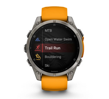 Load image into Gallery viewer, Garmin Fenix 8 AMOLED 47mm Sapphire Titanium with Spark Orange/Graphite Silicone Band