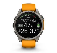 Load image into Gallery viewer, Garmin Fenix 8 AMOLED 47mm Sapphire Titanium with Spark Orange/Graphite Silicone Band