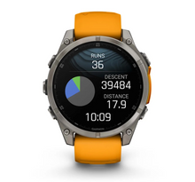 Load image into Gallery viewer, Garmin Fenix 8 AMOLED 47mm Sapphire Titanium with Spark Orange/Graphite Silicone Band