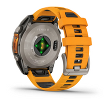 Load image into Gallery viewer, Garmin Fenix 8 AMOLED 47mm Sapphire Titanium with Spark Orange/Graphite Silicone Band