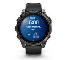 Load image into Gallery viewer, Garmin Fenix 8 AMOLED 47mm Stainless Steel Slate Gray with Black Silicone Band