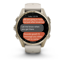 Load image into Gallery viewer, Garmin Fenix 8 AMOLED 43mm Sapphire Stainless Steel Soft Gold with Fog Gray/Dark Sandstone Silicone Band (Pre-order)