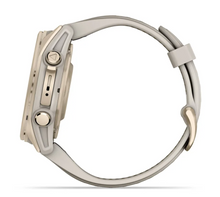 Load image into Gallery viewer, Garmin Fenix 8 AMOLED 43mm Sapphire Stainless Steel Soft Gold with Fog Gray/Dark Sandstone Silicone Band (Pre-order)
