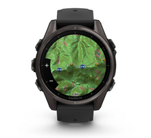 Load image into Gallery viewer, Garmin Fenix 8 AMOLED 43mm Sapphire Titanium Carbon Gray DLC with Black/Pebble Gray Silicone Band (Pre-order)
