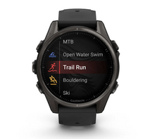 Load image into Gallery viewer, Garmin Fenix 8 AMOLED 43mm Sapphire Titanium Carbon Gray DLC with Black/Pebble Gray Silicone Band (Pre-order)