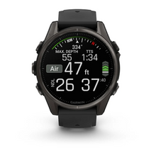 Load image into Gallery viewer, Garmin Fenix 8 AMOLED 43mm Sapphire Titanium Carbon Gray DLC with Black/Pebble Gray Silicone Band (Pre-order)