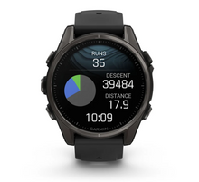 Load image into Gallery viewer, Garmin Fenix 8 AMOLED 43mm Sapphire Titanium Carbon Gray DLC with Black/Pebble Gray Silicone Band (Pre-order)