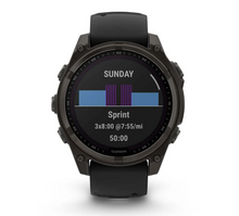 Load image into Gallery viewer, Garmin Fenix 8 47mm Solar Sapphire Carbon Gray DLC Titanium with Black/Pebble Gray Silicone Band