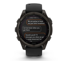 Load image into Gallery viewer, Garmin Fenix 8 47mm Solar Sapphire Carbon Gray DLC Titanium with Black/Pebble Gray Silicone Band