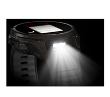 Load image into Gallery viewer, Garmin Fenix 8 47mm Solar Sapphire Carbon Gray DLC Titanium with Black/Pebble Gray Silicone Band