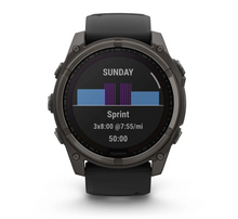 Load image into Gallery viewer, Garmin Fenix 8 51mm Solar Sapphire Carbon Gray DLC Titanium with Black/Pebble Gray Silicone Band