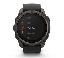 Load image into Gallery viewer, Garmin Fenix 8 51mm Solar Sapphire Carbon Gray DLC Titanium with Black/Pebble Gray Silicone Band