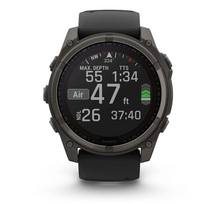 Load image into Gallery viewer, Garmin Fenix 8 51mm Solar Sapphire Carbon Gray DLC Titanium with Black/Pebble Gray Silicone Band