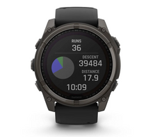 Load image into Gallery viewer, Garmin Fenix 8 51mm Solar Sapphire Carbon Gray DLC Titanium with Black/Pebble Gray Silicone Band