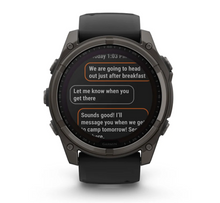 Load image into Gallery viewer, Garmin Fenix 8 51mm Solar Sapphire Carbon Gray DLC Titanium with Black/Pebble Gray Silicone Band