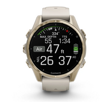 Load image into Gallery viewer, Garmin Fenix 8 AMOLED 43mm Sapphire Stainless Steel Soft Gold with Fog Gray/Dark Sandstone Silicone Band (Pre-order)