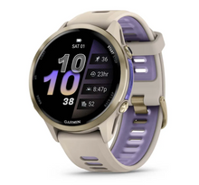 Load image into Gallery viewer, Forerunner 970 Soft Gold Titanium with French Gray Case and French Gray/Translucent Indigo Band
