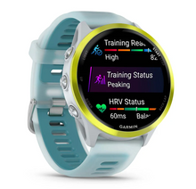 Load image into Gallery viewer, Garmin Forerunner 570 - 47mm Amp Yellow Aluminum with Translucent Whitestone/Turquoise Band