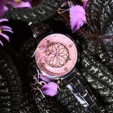 Load image into Gallery viewer, Black By Blue Brave Cherry Blossom 32mm (4B1212) Pink Mother Of Pearl Dial Genuine Diamonds Sakura Petal Hand Silver Bracelet Watch