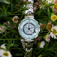 Load image into Gallery viewer, Black By Blue Brave Cherry Blossom 32mm (4B1211) Blue Mother Of Pearl Dial Genuine Diamonds Sakura Petal Hand Silver Bracelet Watch