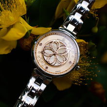 Load image into Gallery viewer, Black By Blue Brave Cherry Blossom 32mm (4B1213) Champagne Mother Of Pearl Dial Genuine Diamonds Sakura Petal Hand Silver Bracelet Watch