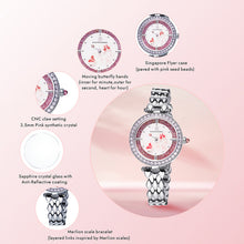 Load image into Gallery viewer, Black By Blue Brave Butterfly Lovers 34mm (4B11136) Pink Dial Moving Butterfly Hands Silver Bracelet Watch
